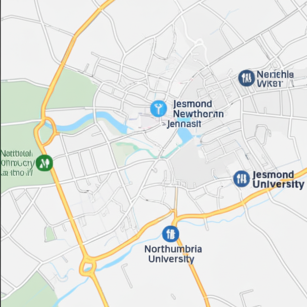 Map showing Jesmond's location in Newcastle