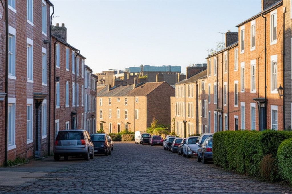 Vibrant street in Spital Tongues, Newcastle